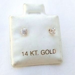 NWT Tiny CZ  #585 / 14k Gold Stud Earrings / Tween Children's or Baby Jewelry
